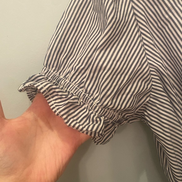 J.CREW COTTON STRIPED POPLIN TIE WAIST JUMPSUIT in greyish-blue and white stripe - Picture 6 of 11